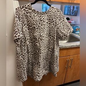 Anthropologie Brown Leopard Print Mini Dress